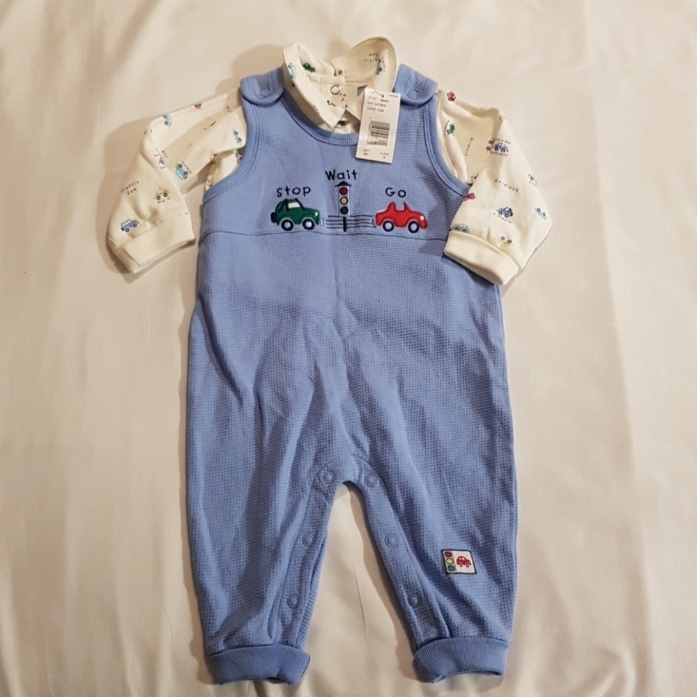Angelini car overall and shirt 3-6 NWT months